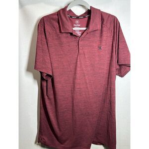 Hurley Polo Shirt MensL Red Short Sleeve Moisture Wicking Soft Stretch